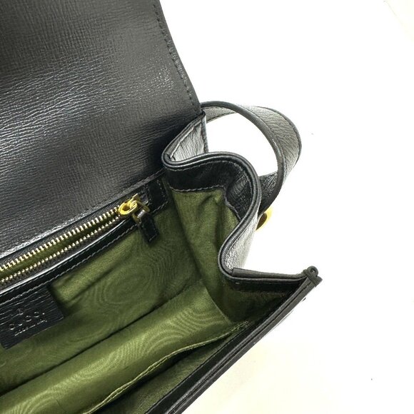 GUCCI Black Leather GG Marmont Shoulder Bag - Picture 13 of 16